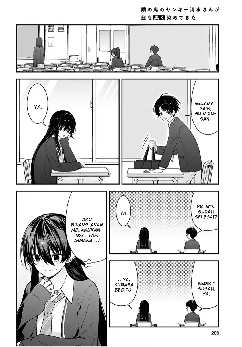 Tonari no Seki no Yankee Shimizu-san ga Kami o Kuroku Sometekita chapter 17 halaman 8